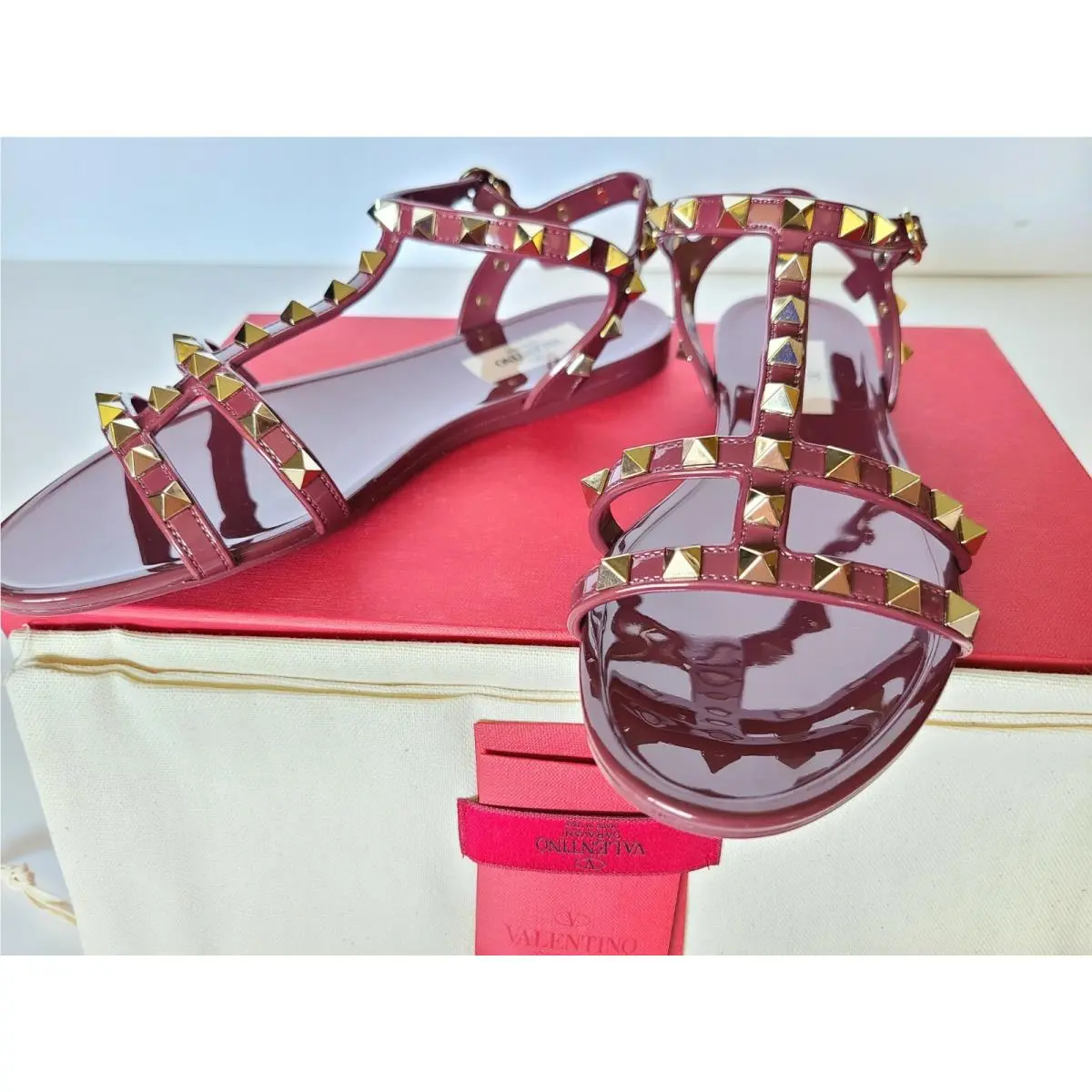 Valentino Garavani Rockstud Jelly Pvc Flat Gladiator Sandals Eur 36 / US 6