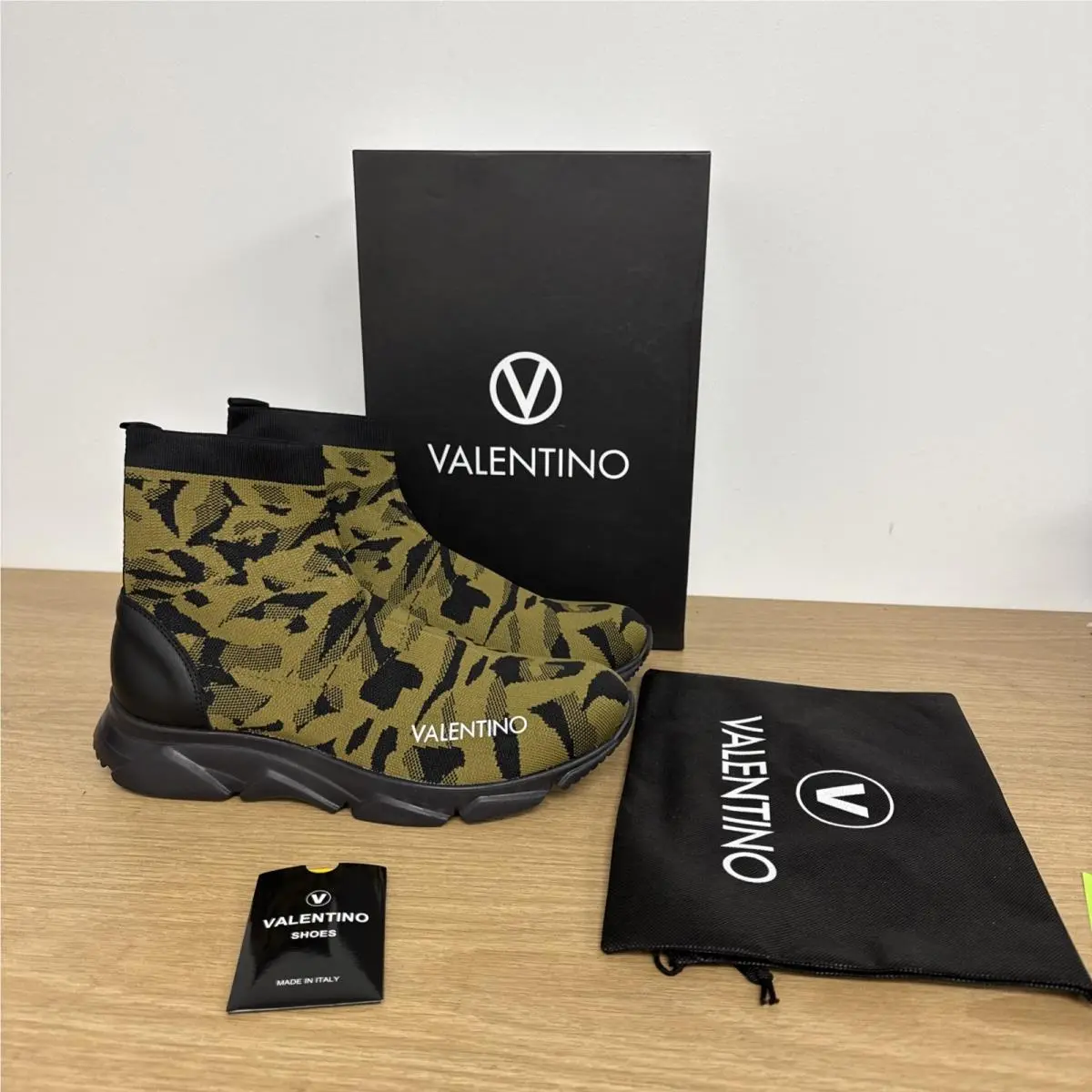 Valentino By Mario Valentino Tom Green Camo Sock Sneaker Size 10 Men’s Sneakers