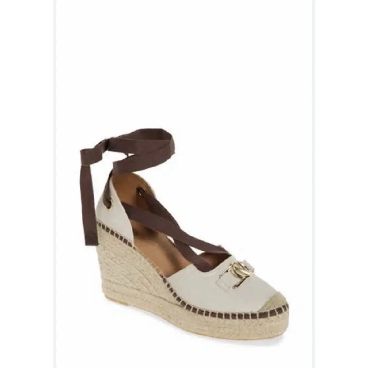 Valentino BY Mario Valentinoroxana Vlogo Wedge Sandal In Cream Taupe
