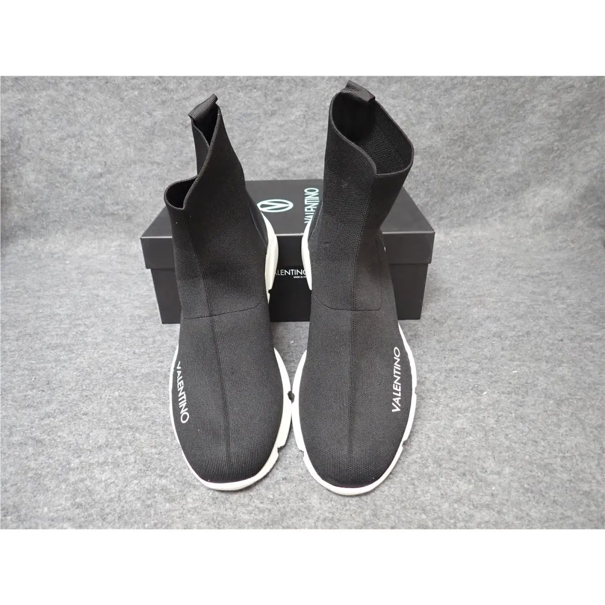 Valentino Tom Logo Sock Sneaker Black Men`s Size 9 SS91