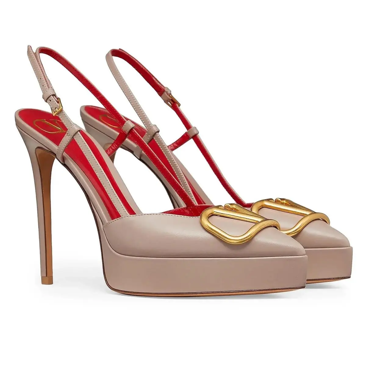 Valentino Garavani Beige 120 mm Vlogo Slingback Platform Pumps 36.5