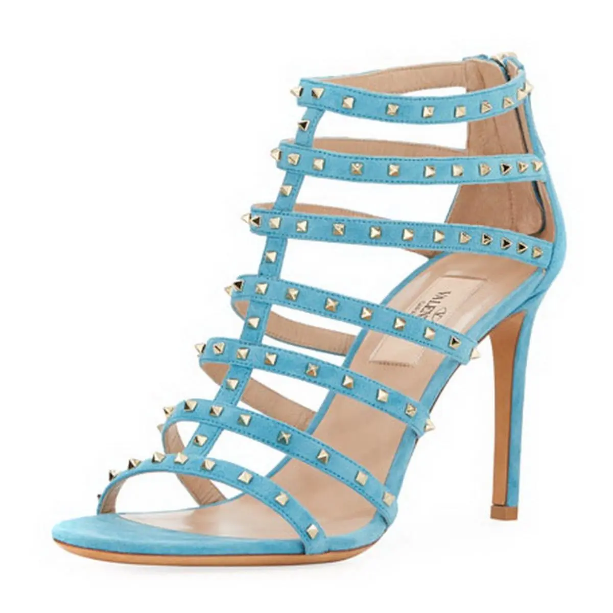 Box Valentino Garavani Suede Rockstud Strappy Cage Gladiator Sandals EU 36.5