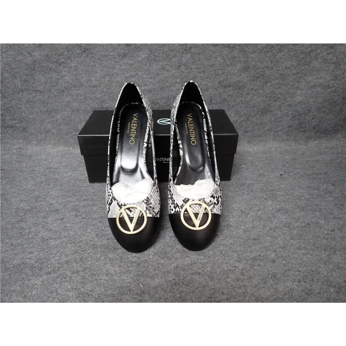 Valentino Malva Snake Print Ballerina Flats Gray Women`s Size 8 SS61