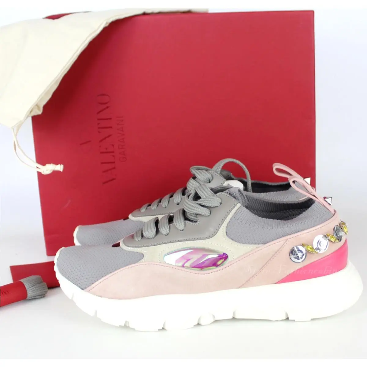 Valentino Garavani Heroes Embellished Runway Luxury Sock Sneakers EU 36