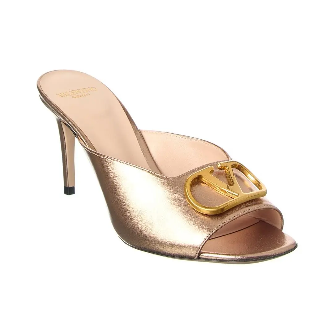 Valentino Logo Leather Sandal Women`s Gold 38