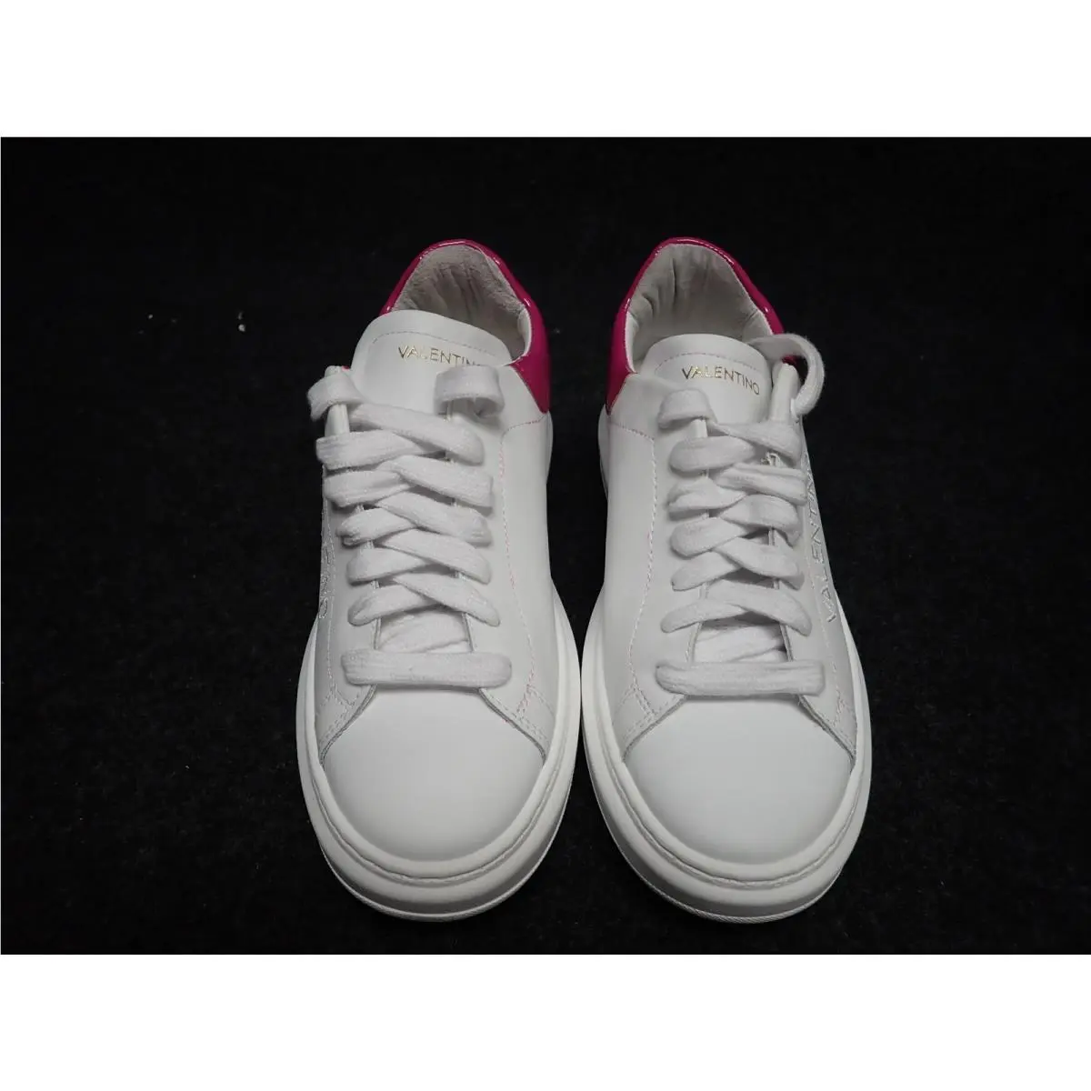 Women`s Valentino Fresia Italian Leather Sneakers US9 White Fuxia SS64