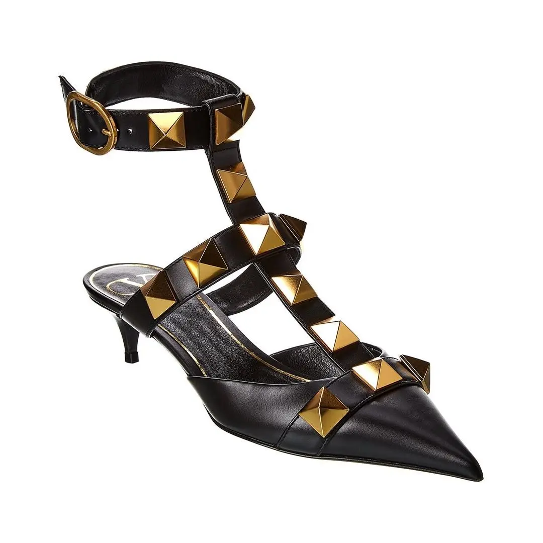 Valentino Roman Stud 40 Leather Ankle Strap Pump Women`s 36.5