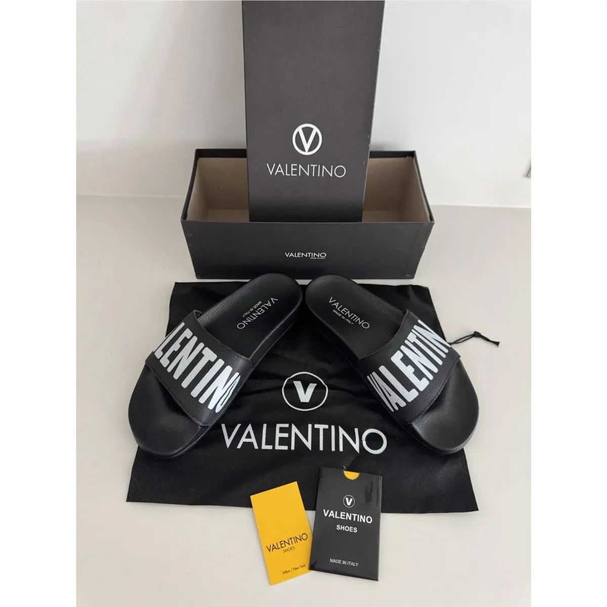 Valentino shoes - VALENTINO Women’s Black Stripe Contrast Irene Toe Slip On Slide S - W587PNT - Black 0