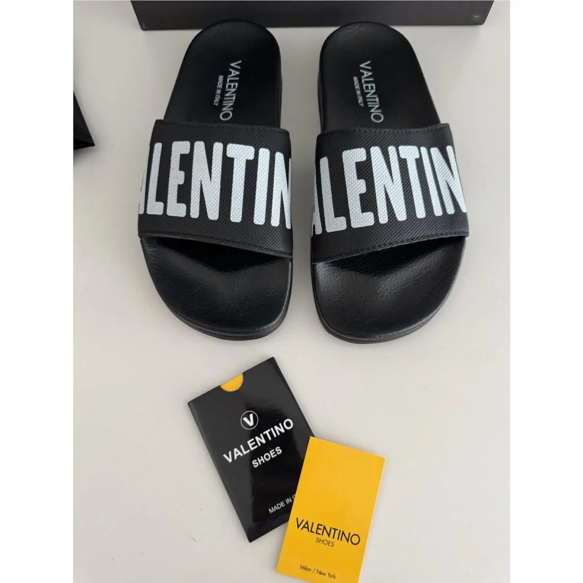 Valentino shoes - VALENTINO Women’s Black Stripe Contrast Irene Toe Slip On Slide S - W587PNT - Black 2