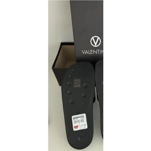 Valentino shoes - VALENTINO Women’s Black Stripe Contrast Irene Toe Slip On Slide S - W587PNT - Black 7