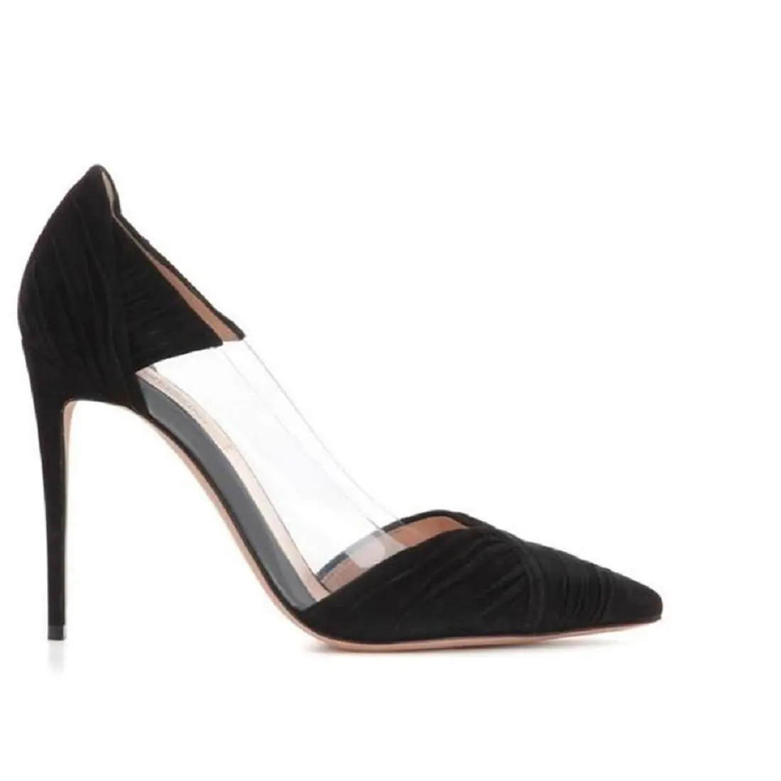 Valentino Garavani Black Suede B Drape Rushed Designer Pointed Pumps 9 Eur 40