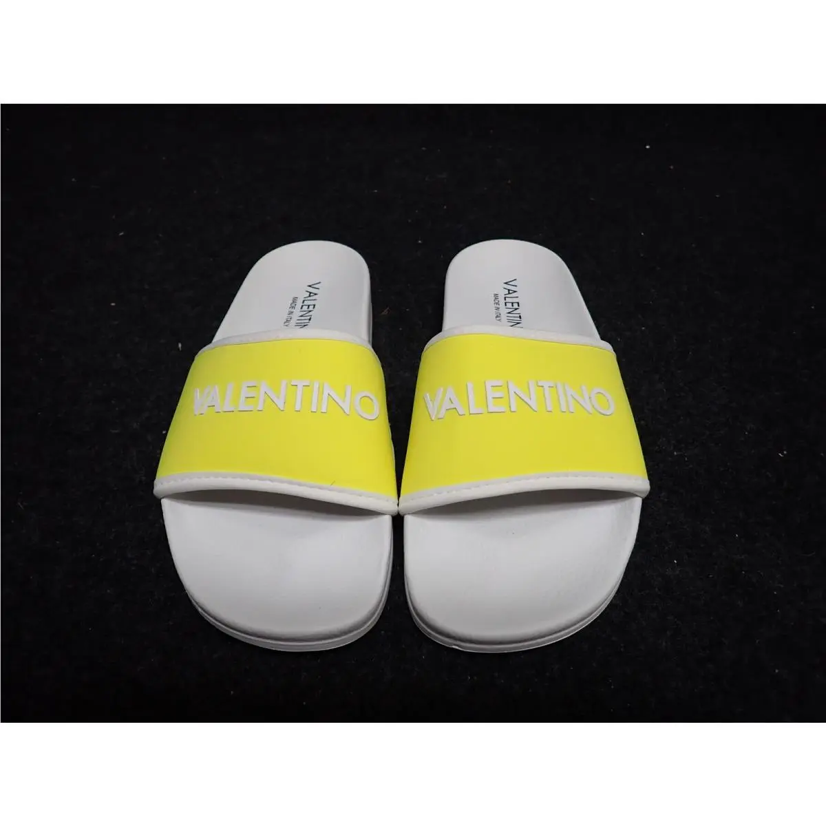 Women`s Valentino Magda Italian Leather Slide Sandals US8 Yellow SS63
