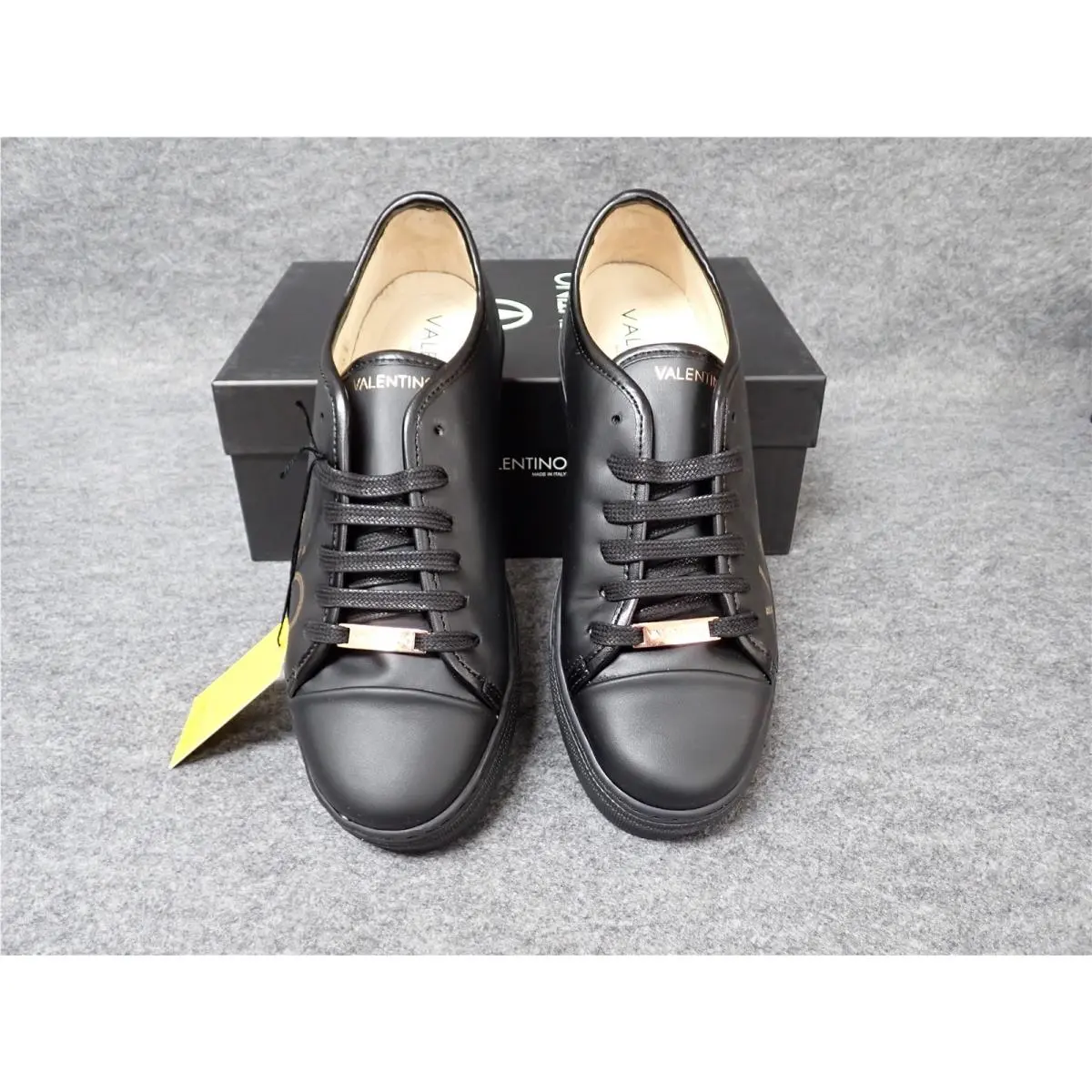Valentino Dalia Italian Leather Platform Sneakers Black Women`s 9.5 SS31