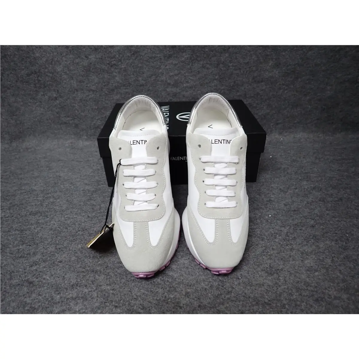 Valentino Anais Italian Leather Suede Sneaker Grey Women`s Size 6.5 SS76