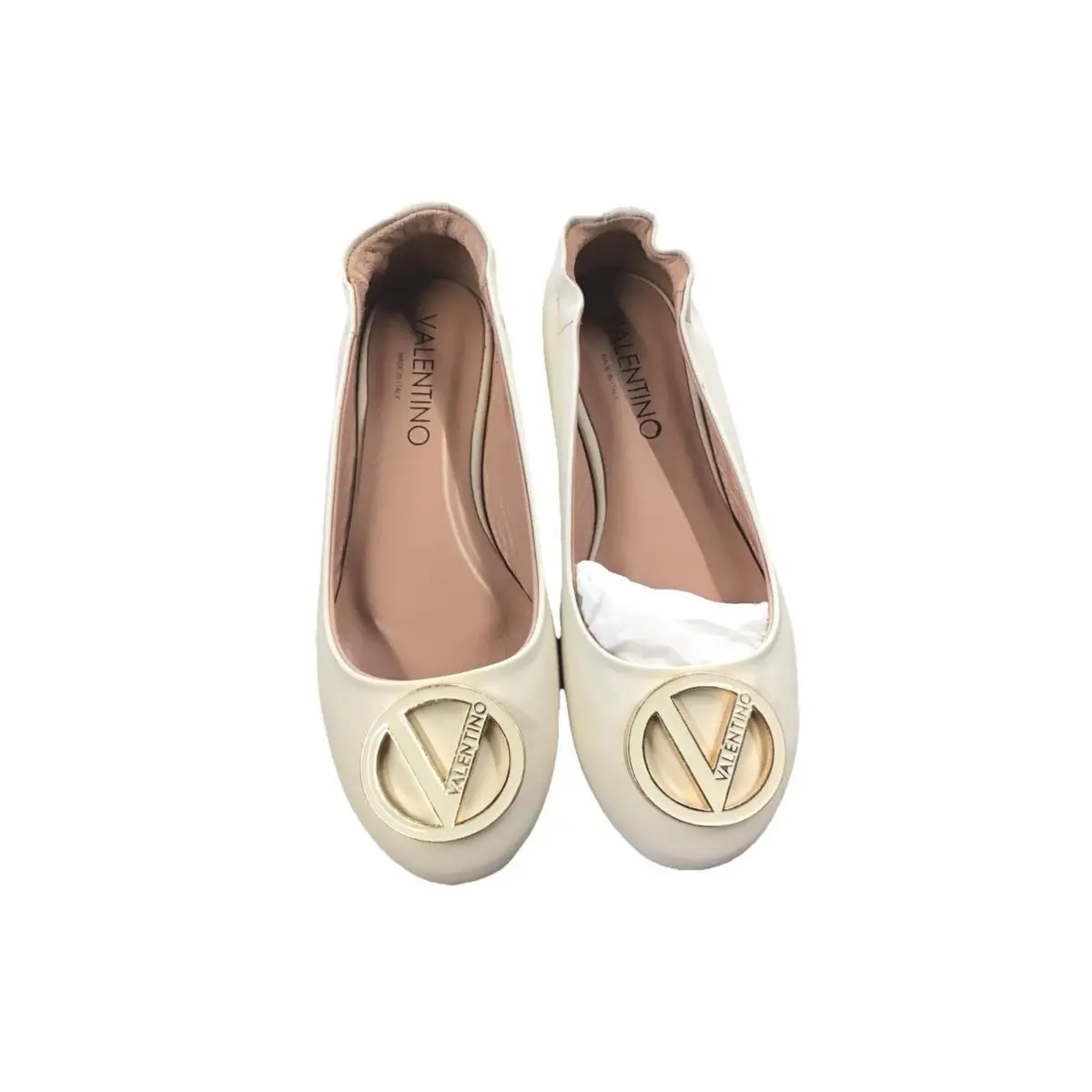 Valentino Mario Valentino Calliope Leather Ballet Flats Size 7 Cream Y362