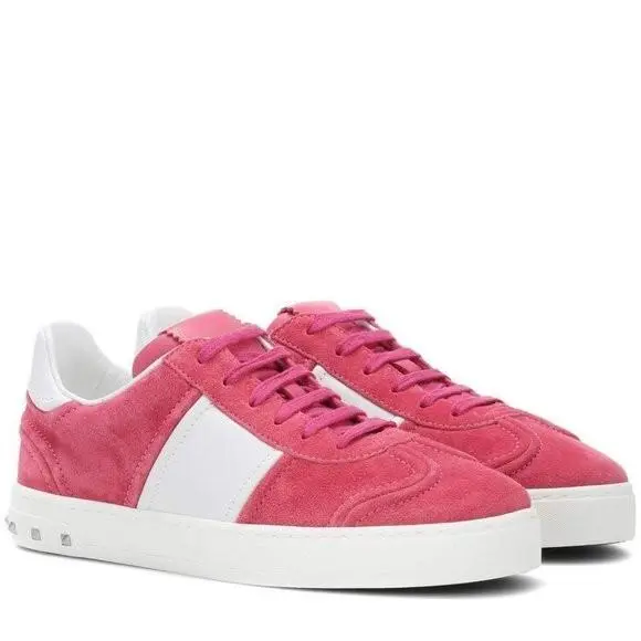 Valentino Garavani Fly Crew Suede Low-top Sneakers 37 Msrp: - Pink