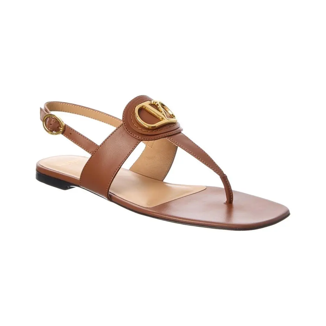Valentino Vlogo Signature Leather Sandal Women`s Brown 36