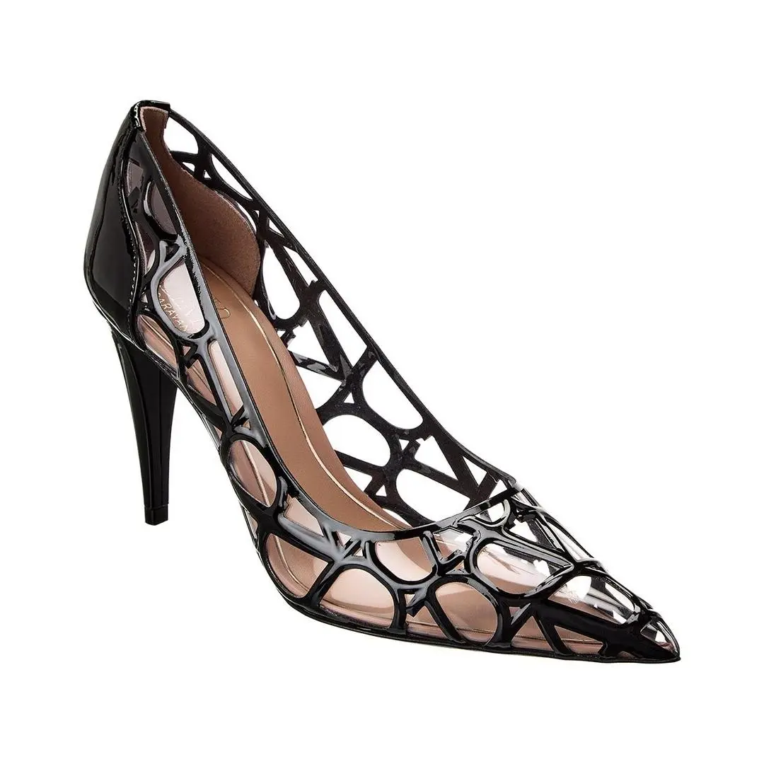 Valentino Vlogo 90 Vinyl Patent Pump Women`s Black 36
