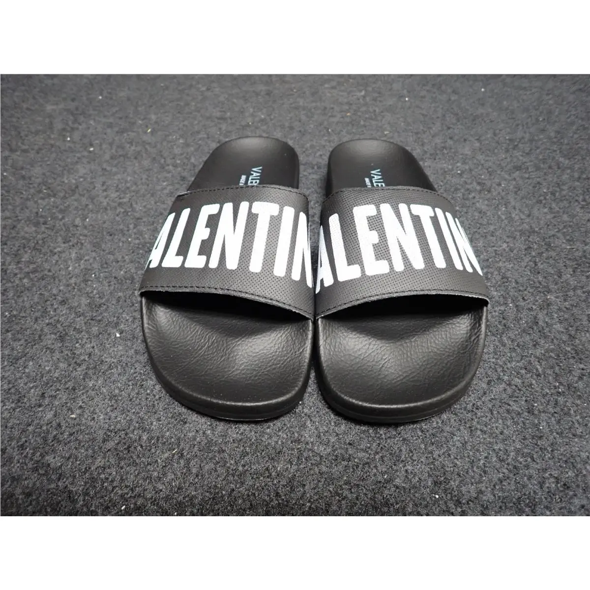 Women`s Valentino Irene Italian Leather Slide Sandals US10 Black SS35
