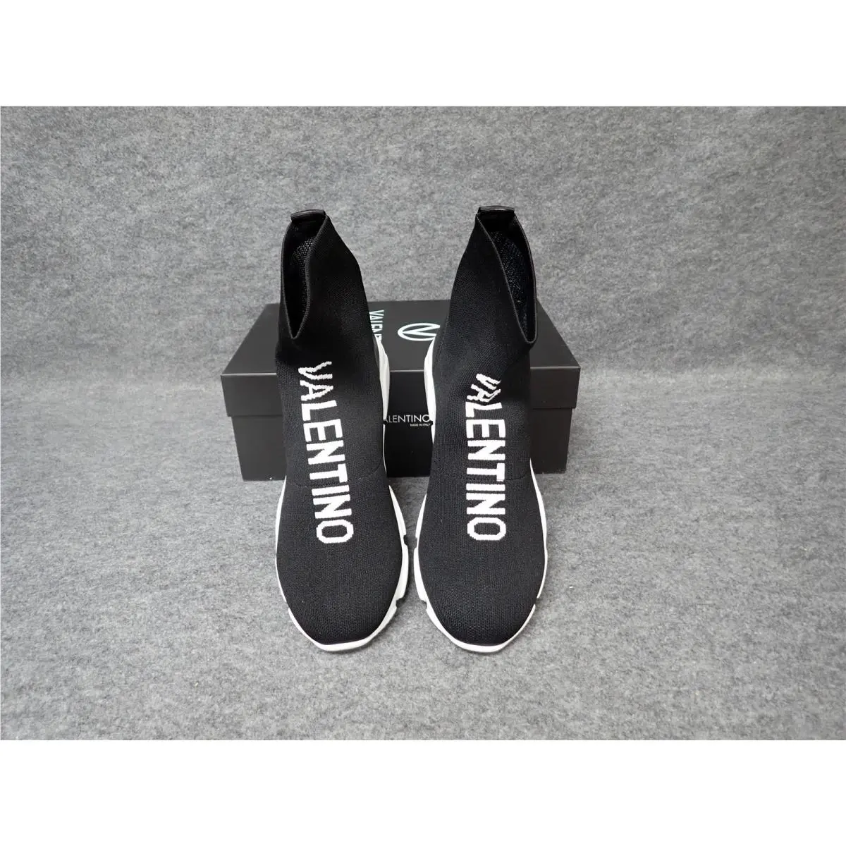 Valentino Melissa Logo Sock Sneakers Black Women`s Size 10 SS78