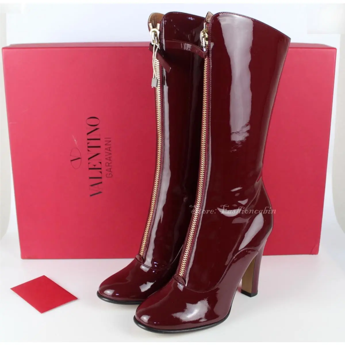 Valentino Garavani Patent Leather Heeled Zip Boots Office to Party EU 36.5
