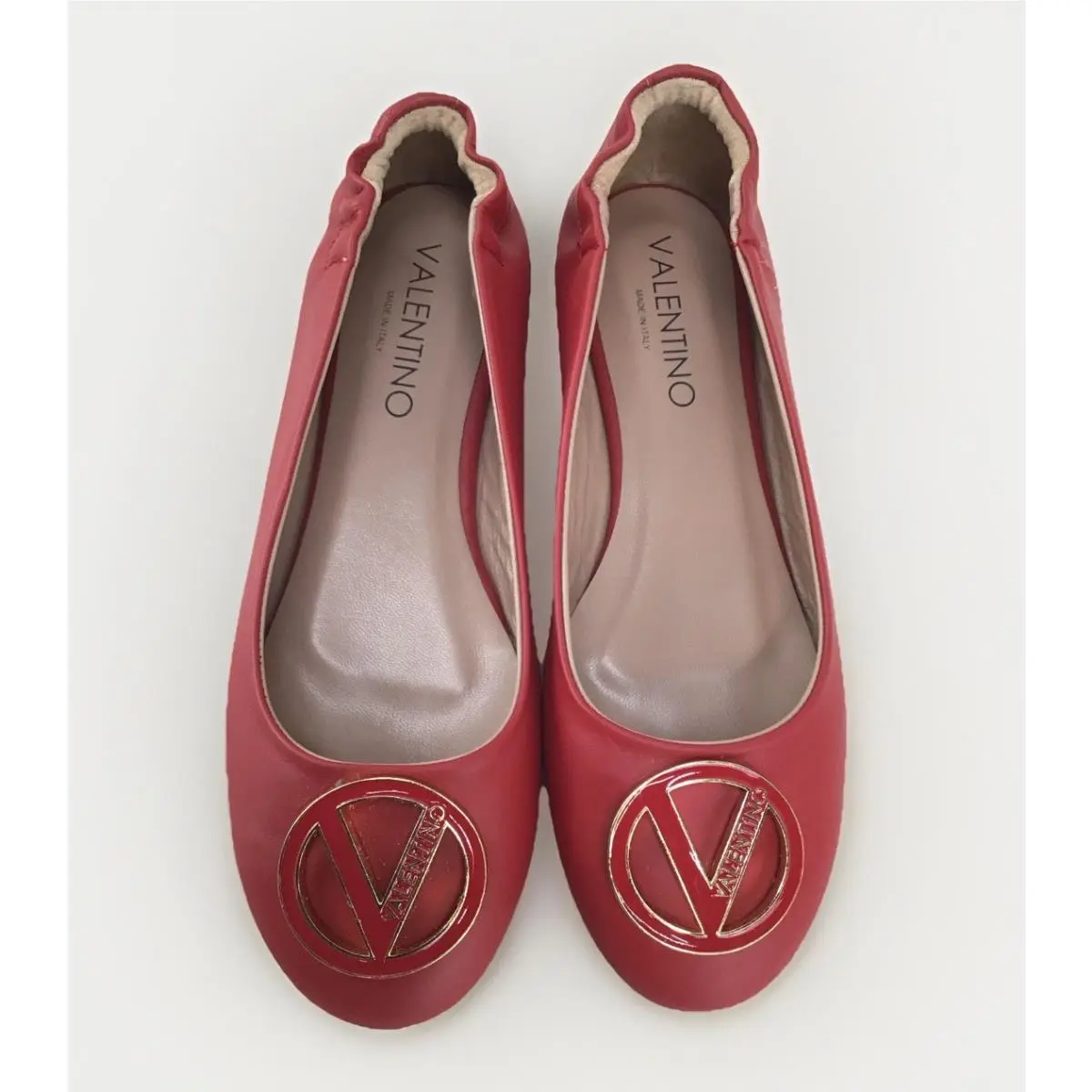 Valentino Calliope Red Flats Size7 Y310