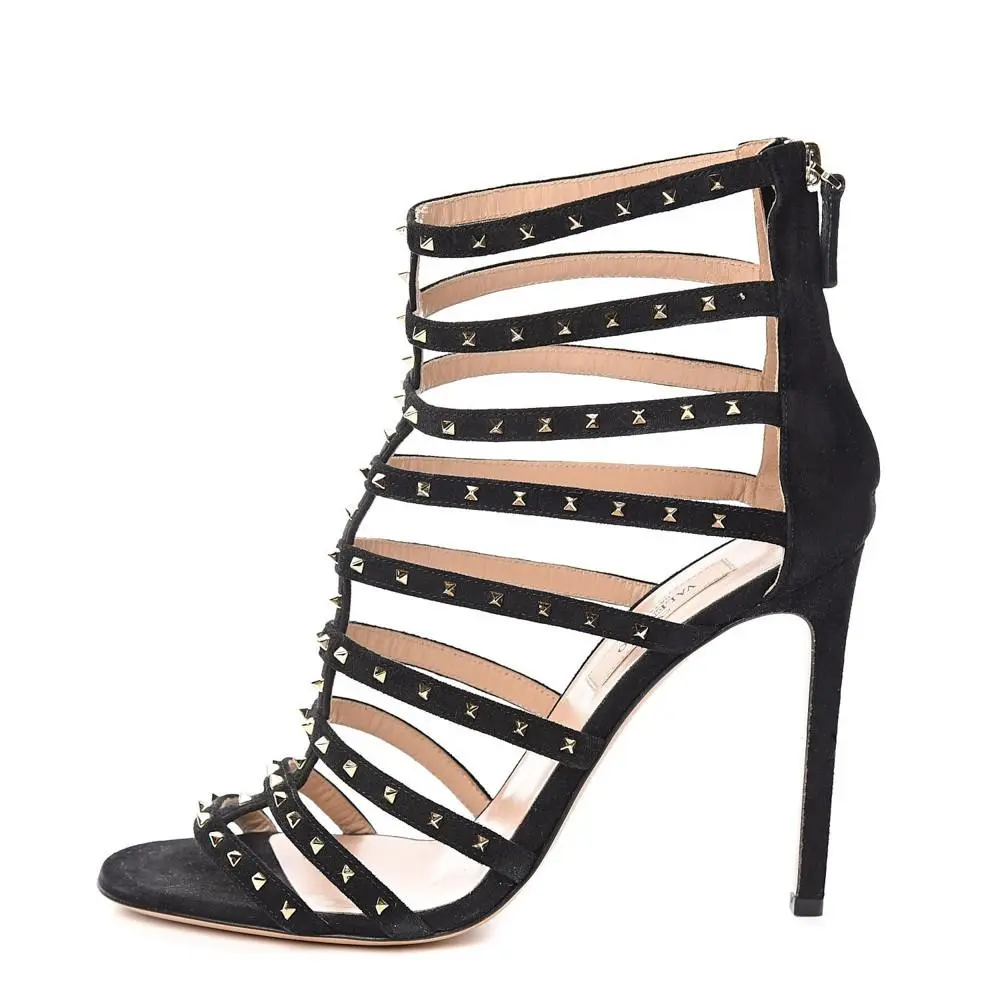 Valentino Garavani Rockstud Caged Gladiator Studded Heels Black EU 40