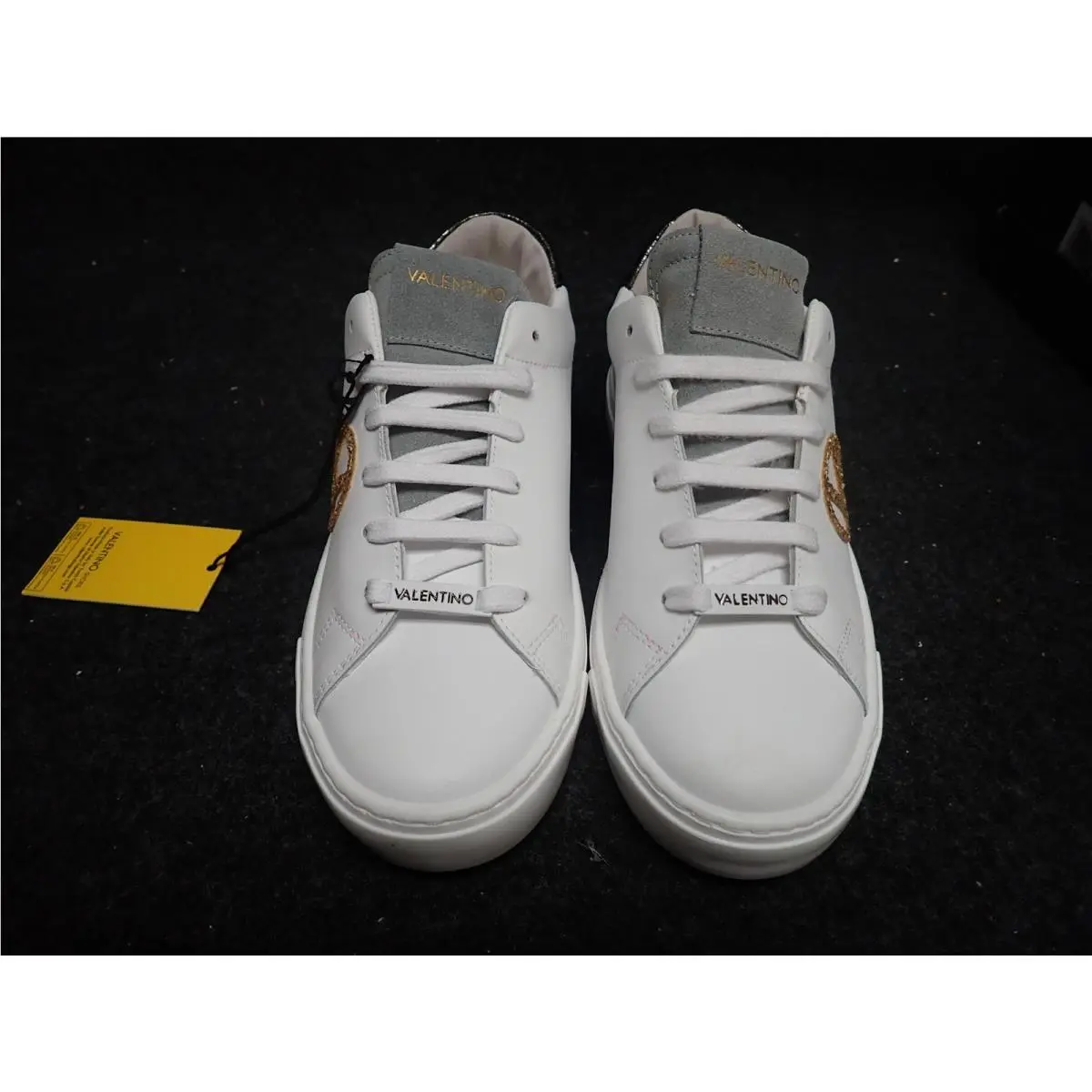 Women`s Valentino Laura Italian Leather Sneakers US9 White Gold SS2