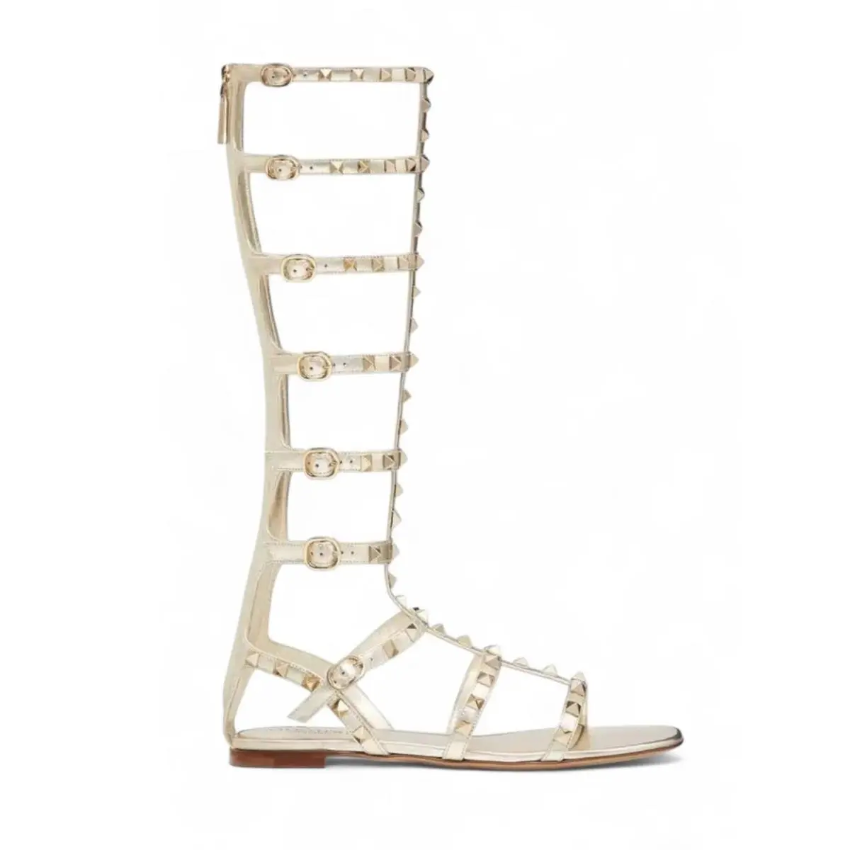 Valentino Garavani Metallic Gold Rockstud Gladiator Sandals 36