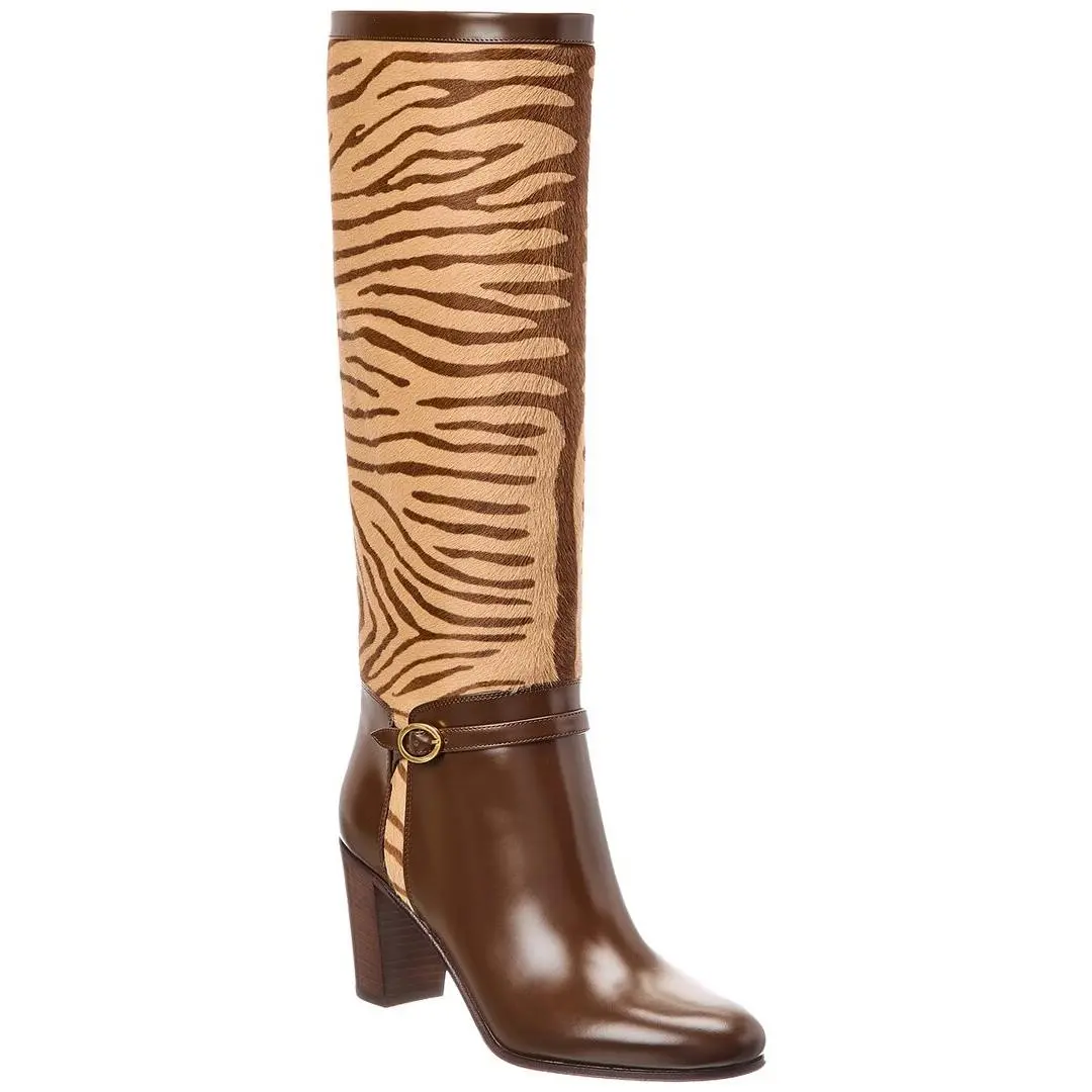 Valentino Pattie 75 Haircalf Leather Knee-high Boot Women`s 38.5