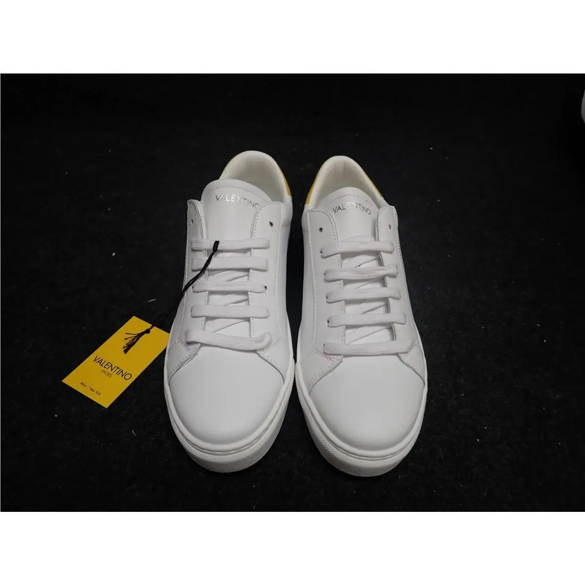 Women`s Valentino Petra Italian Leather Sneakers US7.5 White Yellow SS69