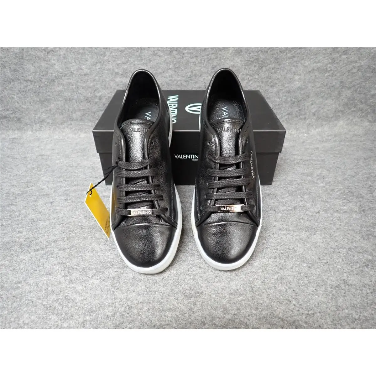 Valentino Dalia Italian Leather Platform Sneakers Black Women`s 10 SS34
