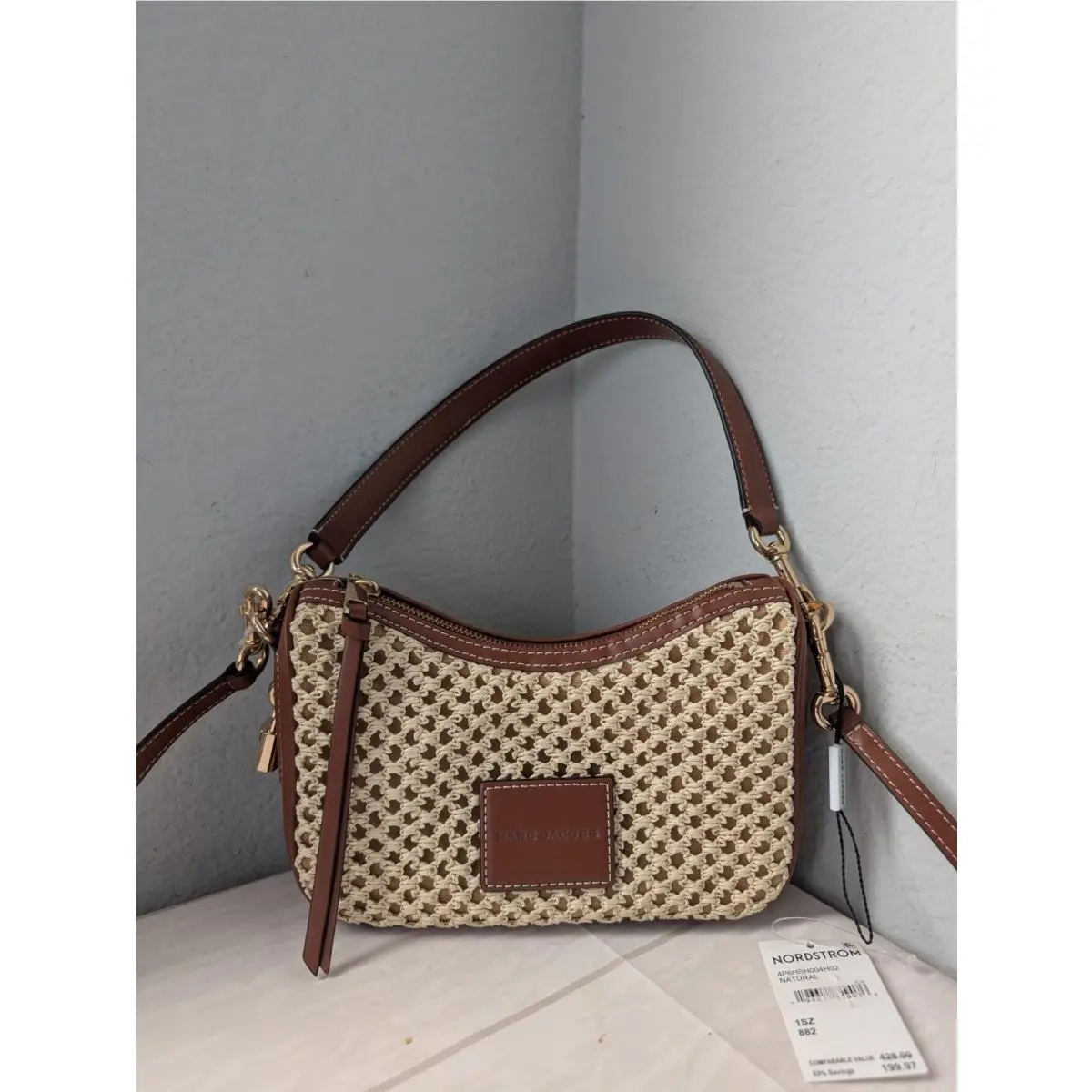 Small Woven Convertible Crossbody Bag In Natural Multi by Marc Jacobs