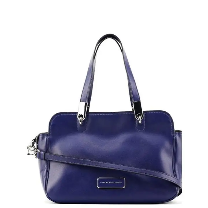 Marc  Deep Blue Leather Shoulder Bag Y2K 2 Way Bowling Bag Retro by Marc Jacobs