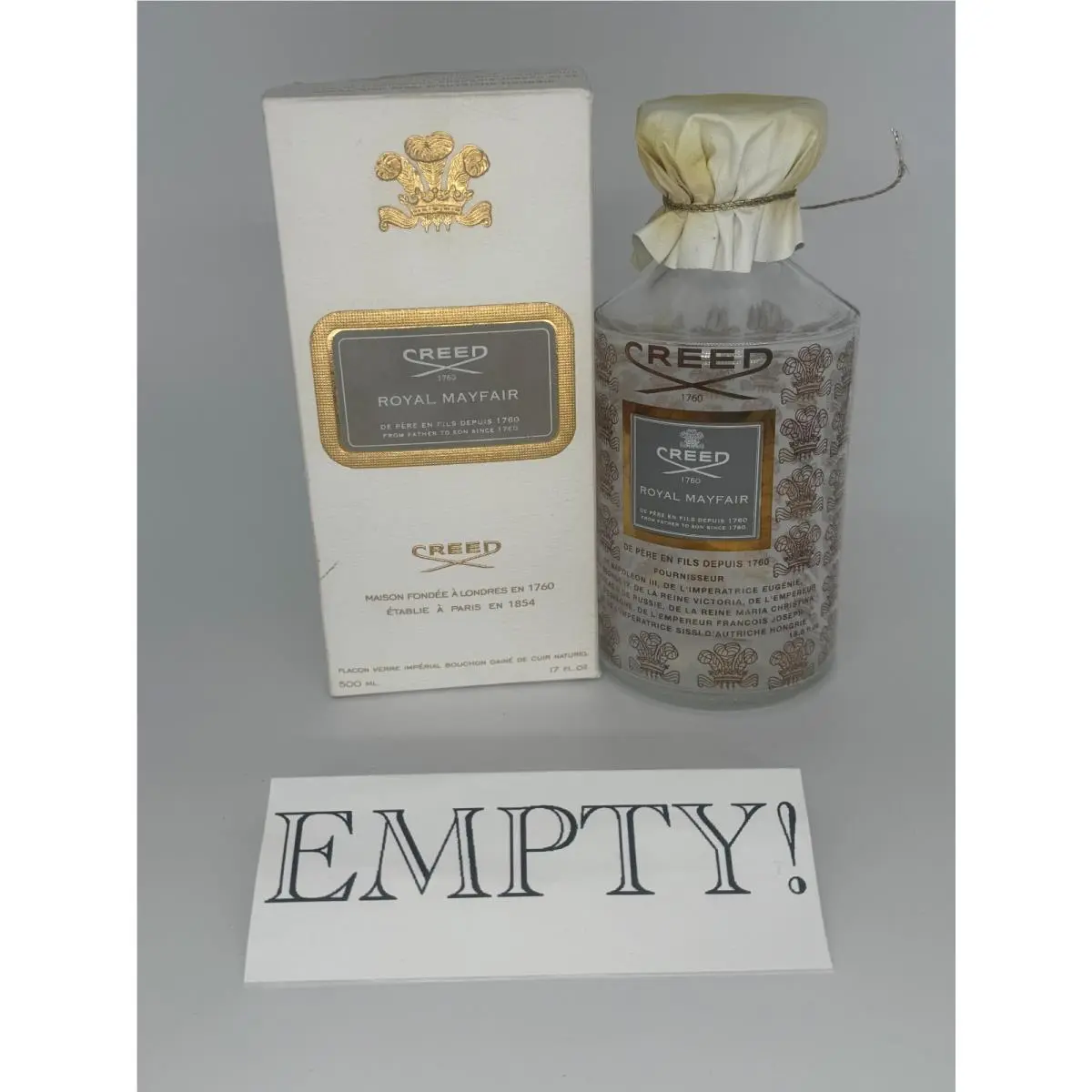Empty Refillable Glass Flacon Decanter 500 mL Vintage Aventus Tweed Etc Royal Mayfair Vintage by Creed