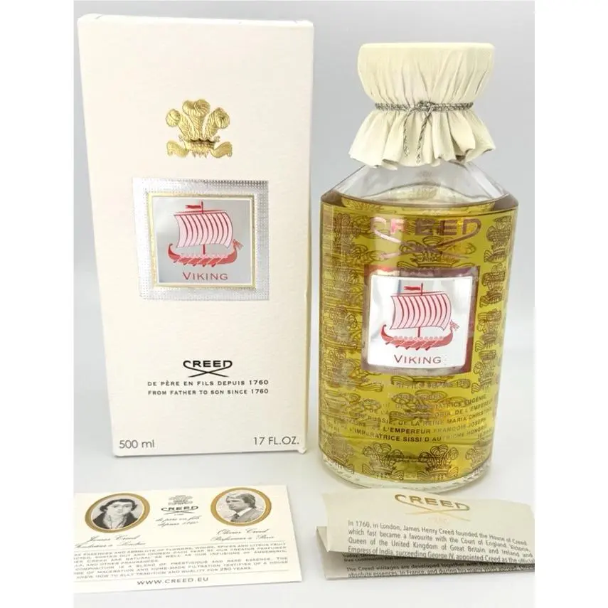 Viking Eau de Parfum 17 oz 500ml Leather Cap Glass Flask w Box by Creed