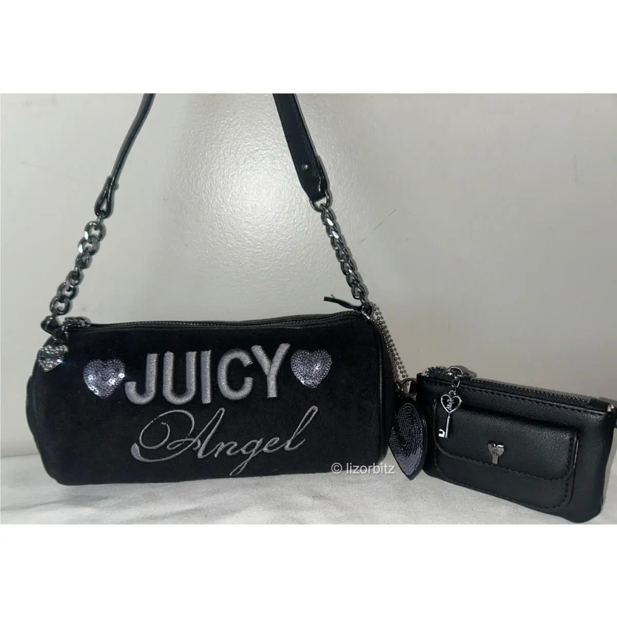 Terry Juicy Angel Shoulder Bag in Black by Juicy Couture