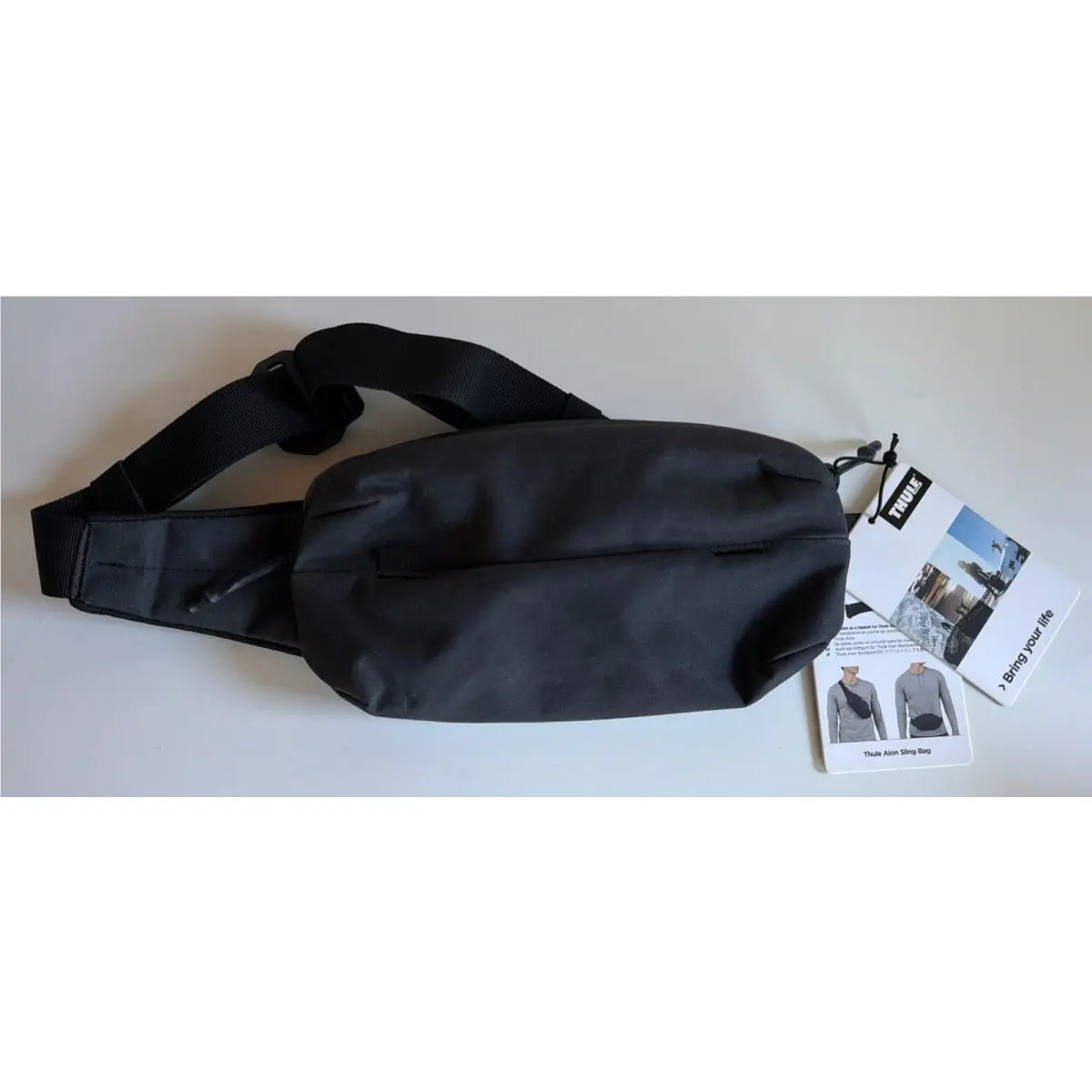 Aion Sling Bag Crossbody Fanny Pack Black Hip Belt Waxed Canvas by Thule