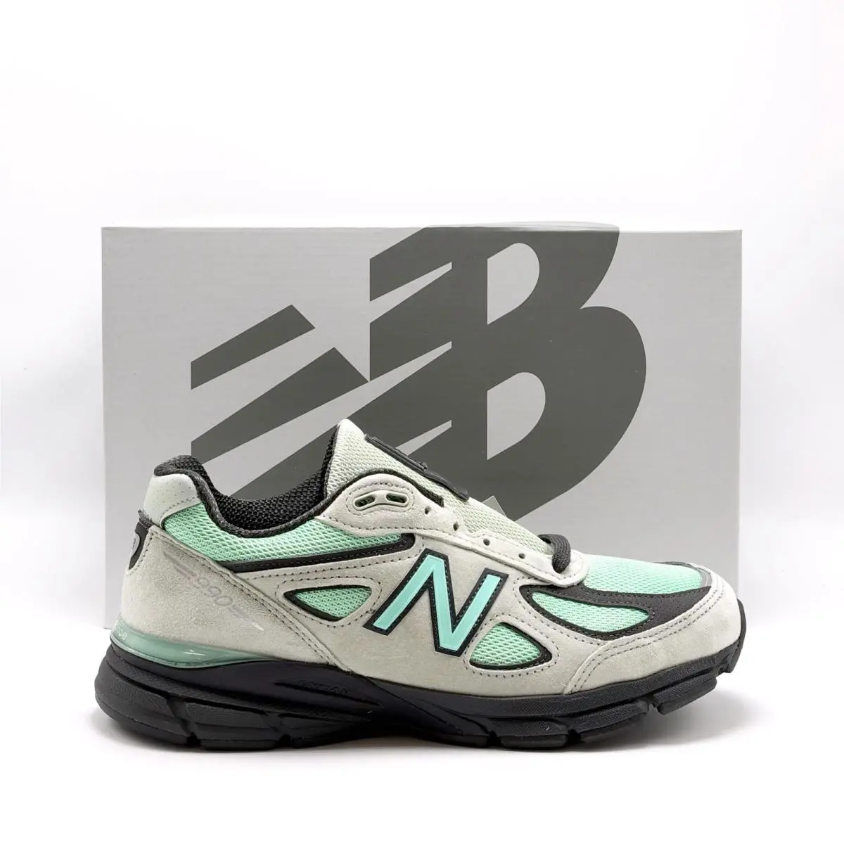 Mens  990v4 Made in Usa Shoes Silver Moss Mint Green U990GE4 by New Balance