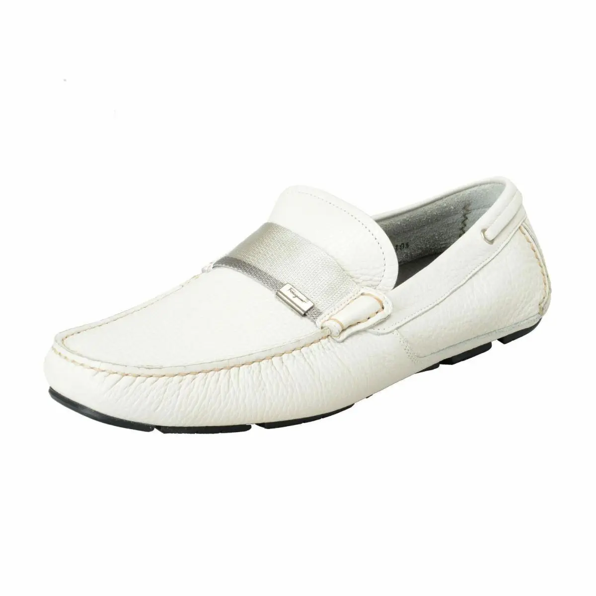 Salvatore Ferragamo Men`s Rio Pebbled Leather Driving Moccasins Shoes