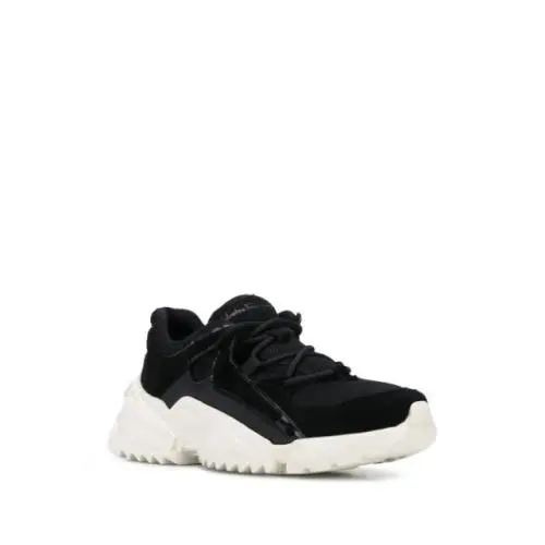 Salvatore Ferragamo Skyla Mixed Leather Trainer Sneakers In Black 10C - Pink