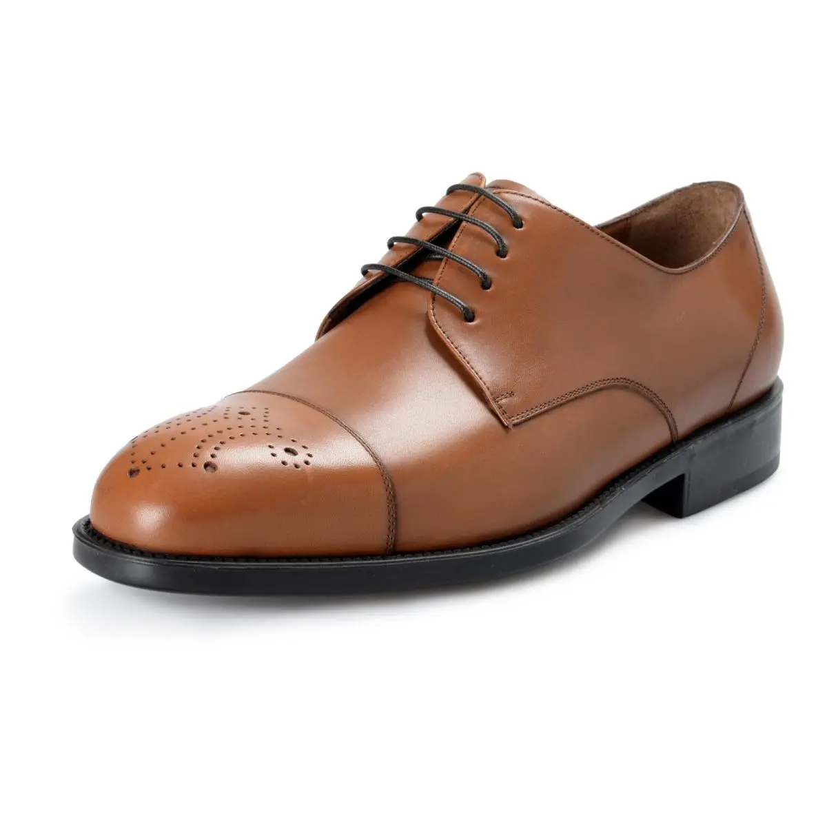 Salvatore Ferragamo Aramix 1 cm Men`s Brown Leather Lace Up Oxfords Shoes