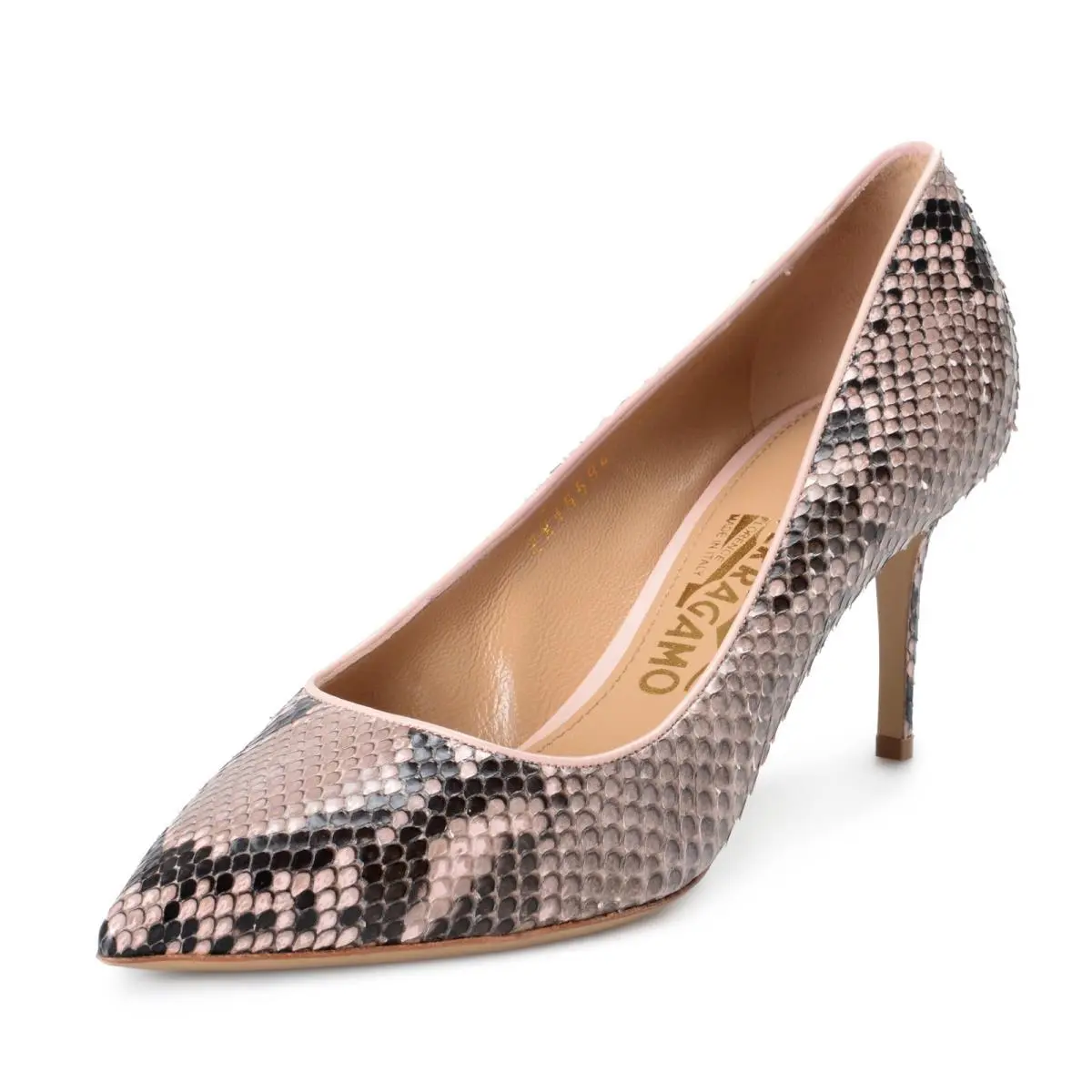 Salvatore Ferragamo Flore70 Women`s Python Skin High Heels Pumps Shoes