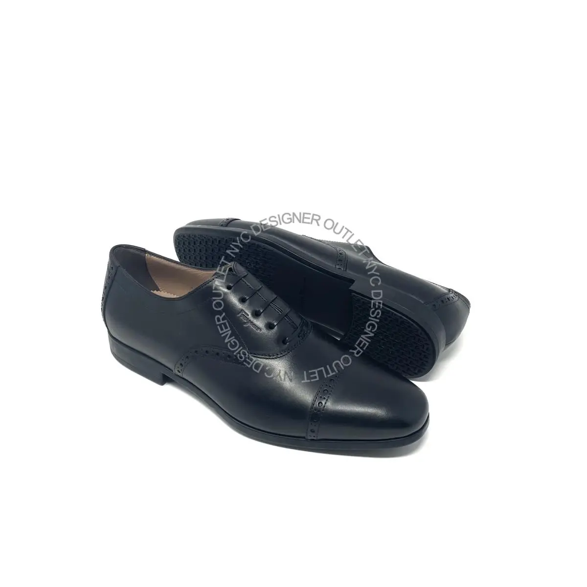 Salvatore Ferragamo Riley Mens Black Leather Oxfords Sizes 8-13.5US