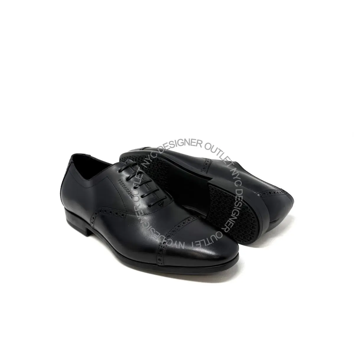 Salvatore Ferragamo Riley Mens Black Leather Oxfords Sizes 8-13.5US - Black