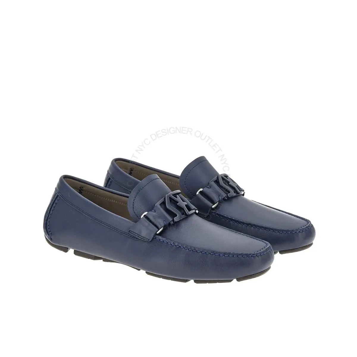 Salvatore Ferragamo Mens Peter Blue Leather Drivers Sizes 5.5-13.5US