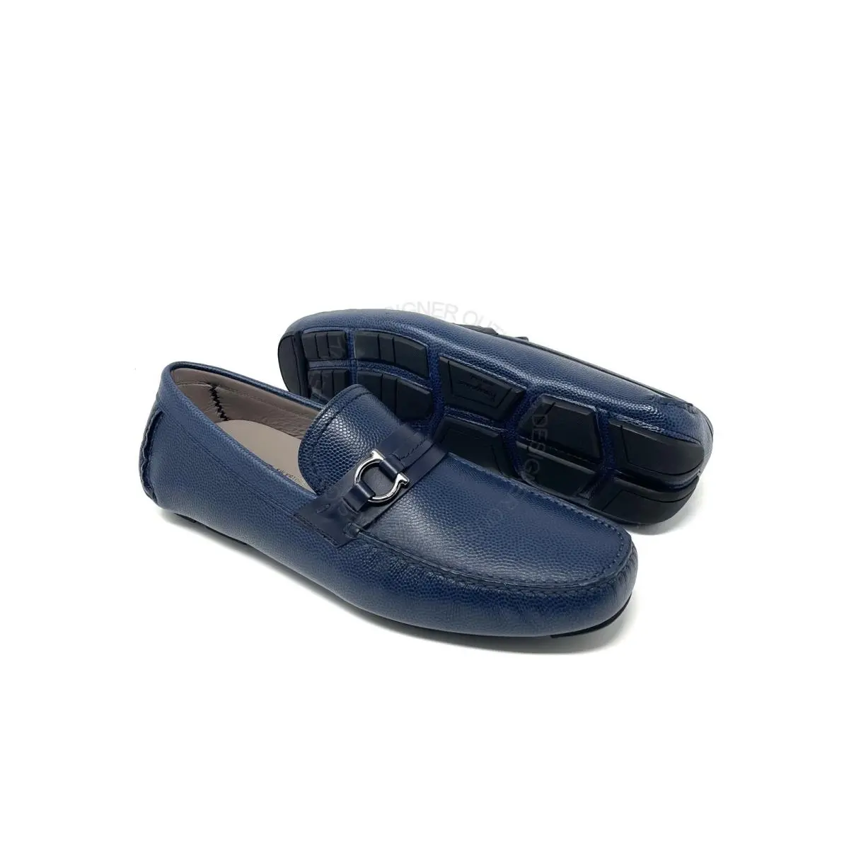 Salvatore Ferragamo Mens Remar Blue Leather Drivers Sizes 7-13 US - Blue