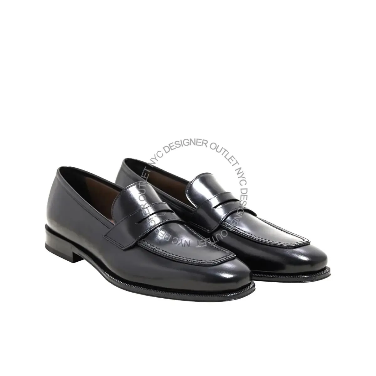 Salvatore Ferragamo Mens Street Black Leather Loafers Sizes 12 US - Black