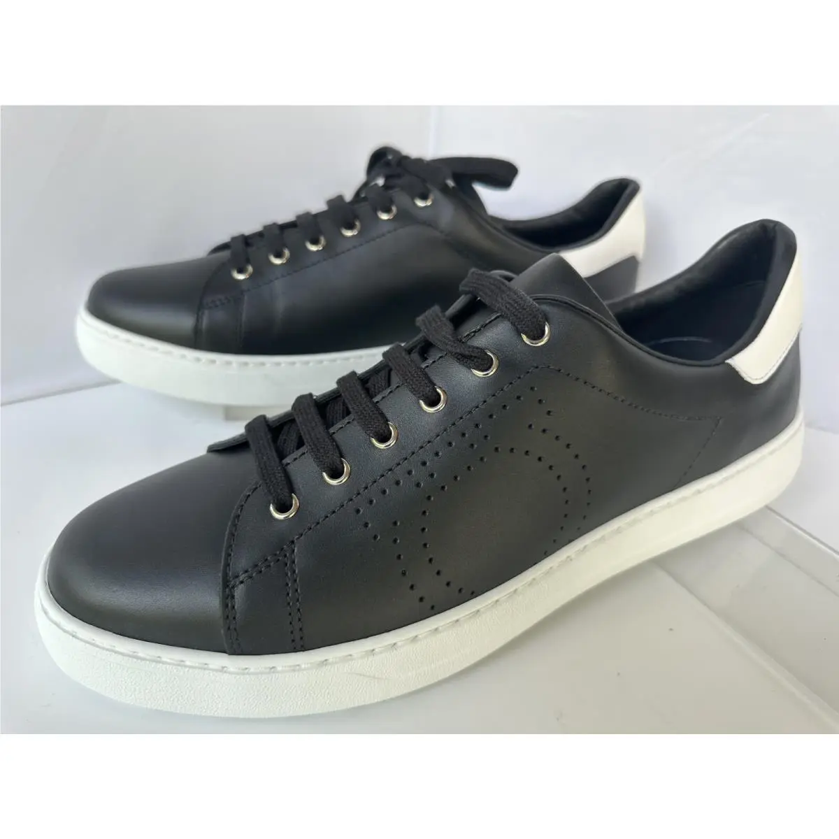 Men`s Pierre Sneakers Size 11.5 Black Tennis Shoes by Salvatore Ferragamo