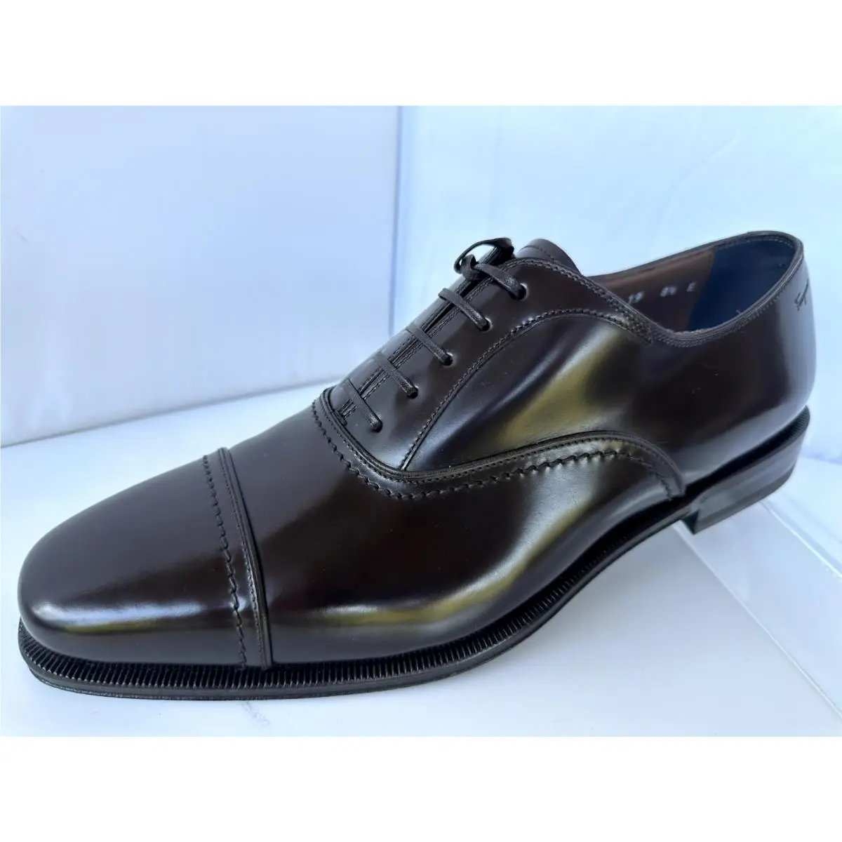 Salvatore Ferragamo Men`s Shoes Seul Size 8.5 E Brown Oxfords Dress